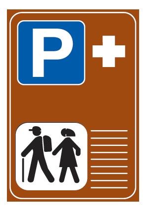 Cartello 60x90 cm Alluminio Scatolato Classe 1 PARCHEGGIO DI SCAMBIO IN CORRISPONDENZA DI ITINERARI TURISTICI OD ESCURSIONISTICI A PIEDI
