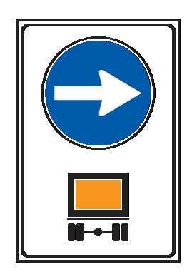 Cartello 60x90 cm Alluminio Scatolato Classe 2 DIREZIONE OBBLIGATORIA PER GLI AUTOCARRI CHE TRASPORTANO SOSTANZE PERICOLOSE