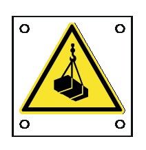 Cartello All. 60x60 mm PERICOLO CARICHI SOSPESI