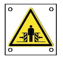 Cartello All. 60x60 mm PERICOLO SCHIACCIAMENTO