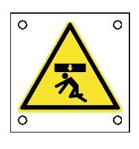 Cartello All. 60x60 mm PERICOLO SCHIACCIAMENTO DALL'ALTO