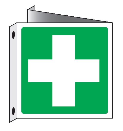 Cartello bifacciale in All. 110x110 mm PRIMO SOCCORSO