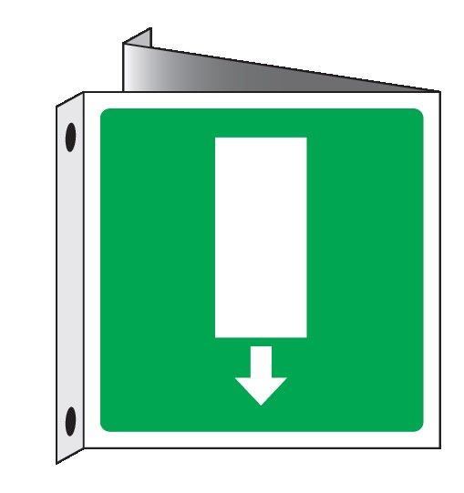 Cartello bifacciale in All. 155x155 mm USCITA DI EMERGENZA VERSO IL BASSO