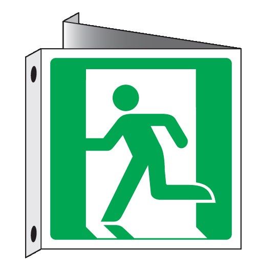 Cartello bifacciale in All. 245x245 mm USCITA DI EMERGENZA A SX