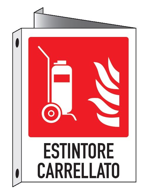 Cartello bifacciale in All. 245x325 mm ESTINTORE CARRELLATO