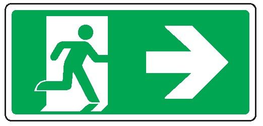 Cartello bifacciale in All. 375x175 mm USCITA DI EMERGENZA A DX CON FRECCIA