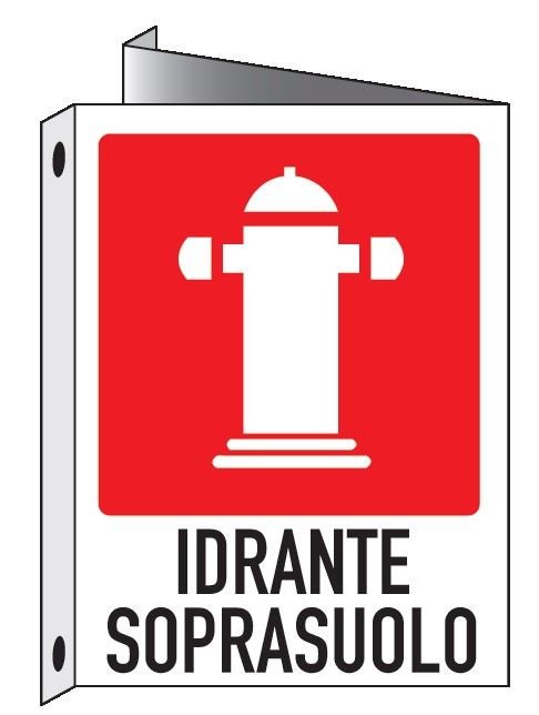 Cartello bifacciale Traingolato in All. 110x140 mm IDRANTE SOPRASUOLO