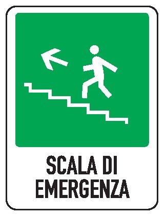Cartello in All. 110x140 mm SCALA DI EMERGENZA IN ALTO A SX