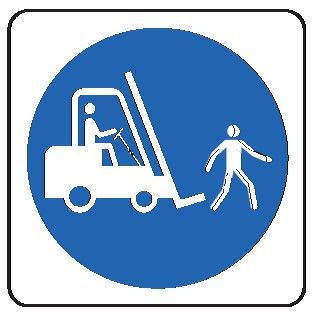 Cartello in All. 115x115 mm OBBLIGO AI CARRELLI DI PROCEDERE A PASSO D'UOMO