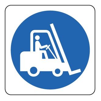 Cartello in All. 115x115 mm OBBLIGO CARRELLI ELEVATORI