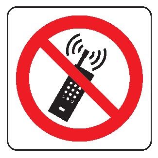 Cartello in All. 115x115 mm VIETATO TENERE I TELEFONI ACCESI