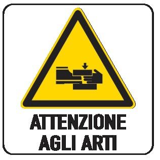 Cartello in All. 150x200 mm ATTENZIONE AGLI ARTI