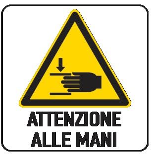 Cartello in All. 150x200 mm ATTENZIONE ALLE MANI
