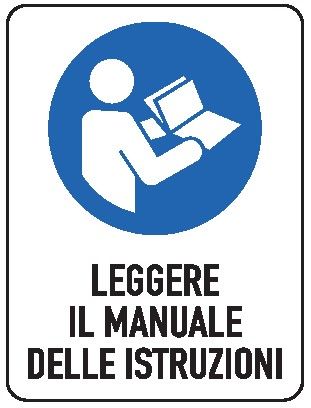 Cartello in All. 150x200 mm LEGGERE IL MANUALE DELLE ISTRUZIONI