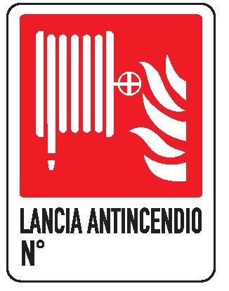 Cartello in All. 155x205 mm LANCIA ANTINCENDIO N°