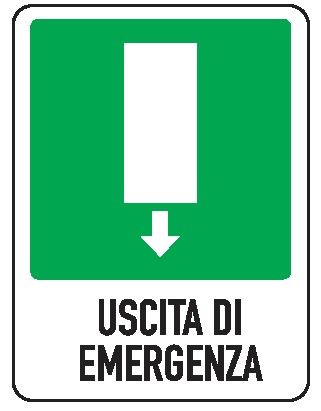 Cartello in All. 155x205 mm USCITA DI EMERGENZA VERSO IL BASSO