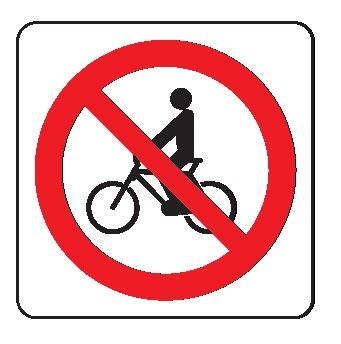 Cartello in All. 166x166 mm VIETATO IL TRANSITO ALLE BICICLETTE