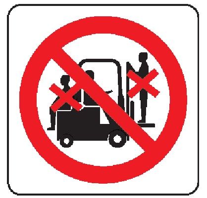 Cartello in All. 166x166 mm VIETATO TRASPORTARE E SOLLEVARE PERSONE SUI CARRELLI ELEVATORI