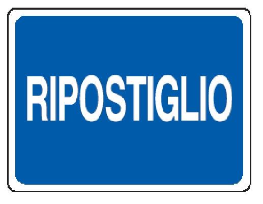 Cartello in All. 200x150 mm RIPOSTIGLIO (FONDO BLU)