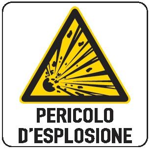 Cartello in All. 200x300 mm PERICOLO D'ESPLOSIONE