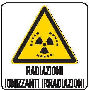 Cartello in All. 200x300 mm RADIAZIONI IONIZZANTI IRRADIAZIONI