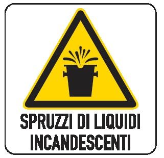 Cartello in All. 200x300 mm SPRUZZI DI LIQUIDI INCANDESCENTI