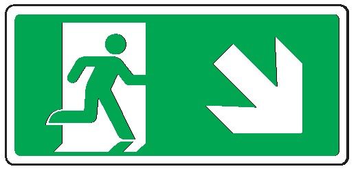 Cartello in All. 220x125 mm USCITA DI EMERGENZA CON FRECCIA IN BASSO A DX