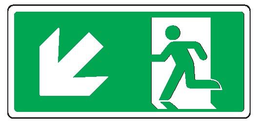 Cartello in All. 220x125 mm USCITA DI EMERGENZA CON FRECCIA IN BASSO A SX