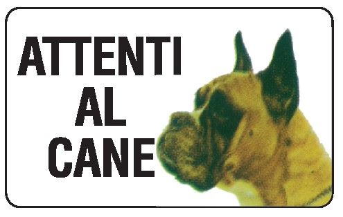 Cartello in All. 245x150 mm ATTENTI AL CANE (CON FIGURA)