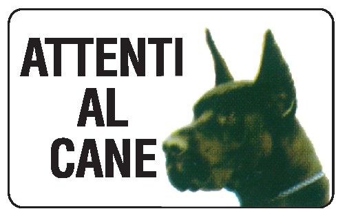 Cartello in All. 245x150 mm ATTENTI AL CANE (CON FIGURA)