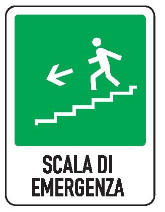 Cartello in All. 245x325 mm SCALA DI EMERGENZA IN BASSO A SX