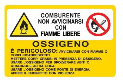 Cartello in All. 300x200 mm COMBURENTE NON AVVICINARSI CON FIAMME LIBERE OSSIGENO