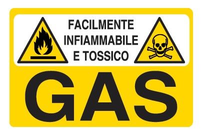Cartello in All. 300x200 mm FACILMENTE INFIAMMBILE E TOSSICO GAS