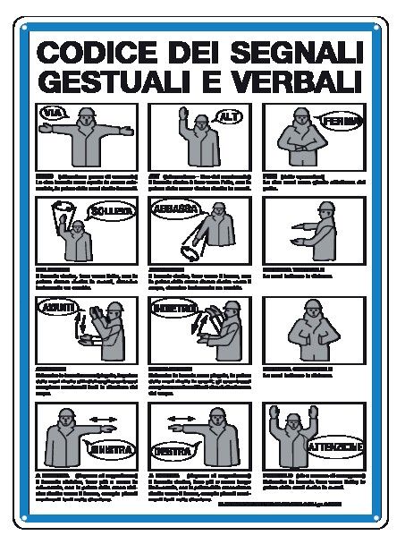 Cartello in All. 330x470 mm CODICE SEGNALI GESTUALI E VERBALI