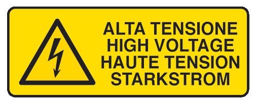 Cartello in All. 350x125 mm ALTA TENSIONE HIGHT VOLTAGE HAUTE TENSION