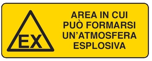 Cartello in All. 350x125 mm AREA IN CUI PUO' FORMARSI UN'ATMOSFERA ESPLOSIVA