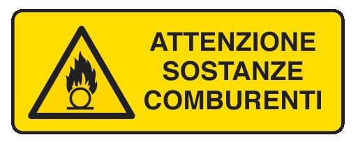 Cartello in All. 350x125 mm ATTENZIONE SOSTANZE COMBURENTI