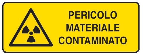 Cartello in All. 350x125 mm PERICOLO MATERIALE CONTAMINATO
