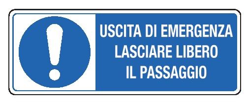 Cartello in All. 350x125 mm USCITA DI EMERGENZA LASCIARE LIBERO IL PASSAGGIO