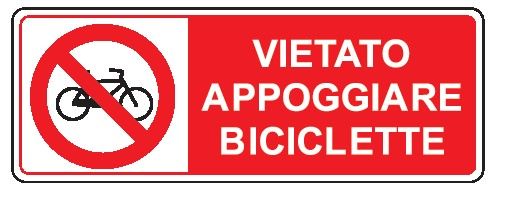 Cartello in All. 350x125 mm VIETATO APPOGGIARE BICICLETTE