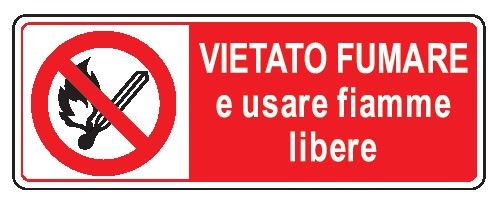 Cartello in All. 350x125 mm VIETATO FUMARE E USARE FIAMME LIBERE