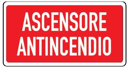 Cartello in All. 375x175 mm ASCENSORE ANTINCENDIO (FONDO ROSSO SCRITTA BIANCA)