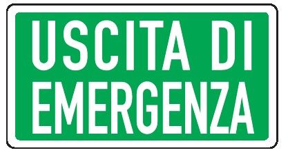 Cartello in All. 375x175 mm USCITA DI EMERGENZA (FONDO VERDE SCRITTA BIANCA)