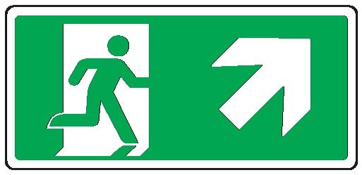 Cartello in All. 375x175 mm USCITA DI EMERGENZA CON FRECCIA IN ALTO A DX