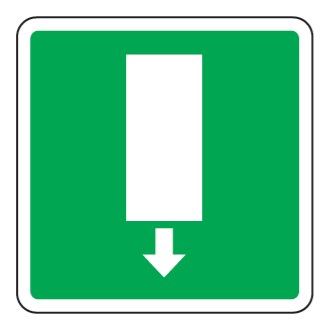 Cartello in All. 400x400 mm USCITA DI EMERGENZA VERSO IL BASSO