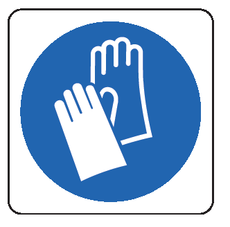 Cartello in All. 435x435 mm È OBBLIGATORIO INDOSSARE I GUANTI PROTETTIVI
