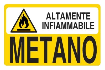 Cartello in All. 500x330 mm ALTAMENTE INFIAMMBILE METANO
