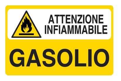 Cartello in All. 500x330 mm ATTENZIONE INFIAMMBILE GASOLIO