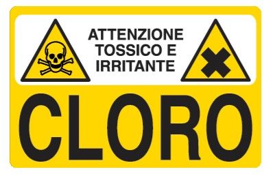 Cartello in All. 500x330 mm ATTENZIONE TOSSICO E IRRITANTE CLORO