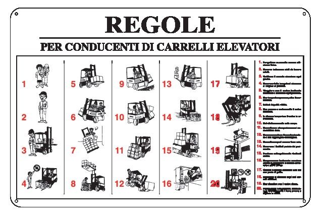 Cartello in All. 500x330 mm REGOLE PER CONDUCENTI DI CARRELLI ELEVATORI